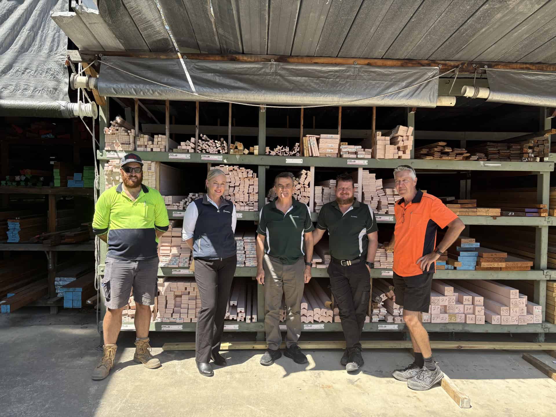 Woodhouse Timber employees in front of their timbr stock